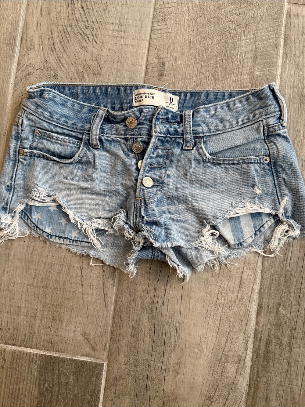 Abercrombie & Fitch Light Wash Distressed Denim Cutoff Shorts